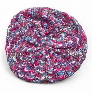 H&M divided Y2K vintage Multicolor Knit Beret - Pink, Blue & Gray